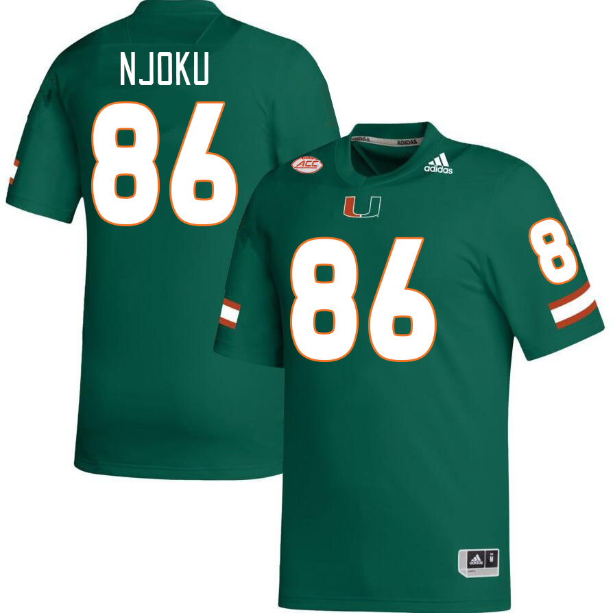 #86 David Njoku Miami Hurricanes Jerseys Football Stitched-Green